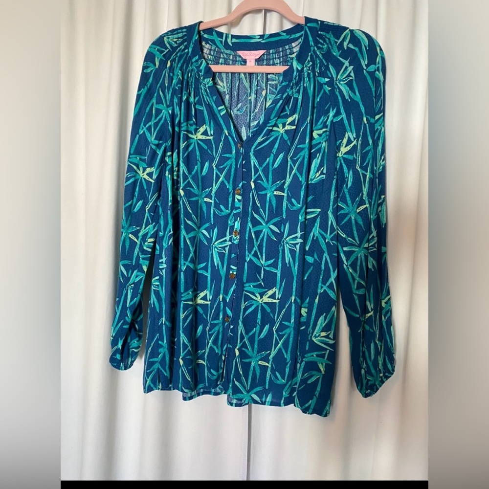 Lilly Pulitzer Teal and Green Button Down Shirt